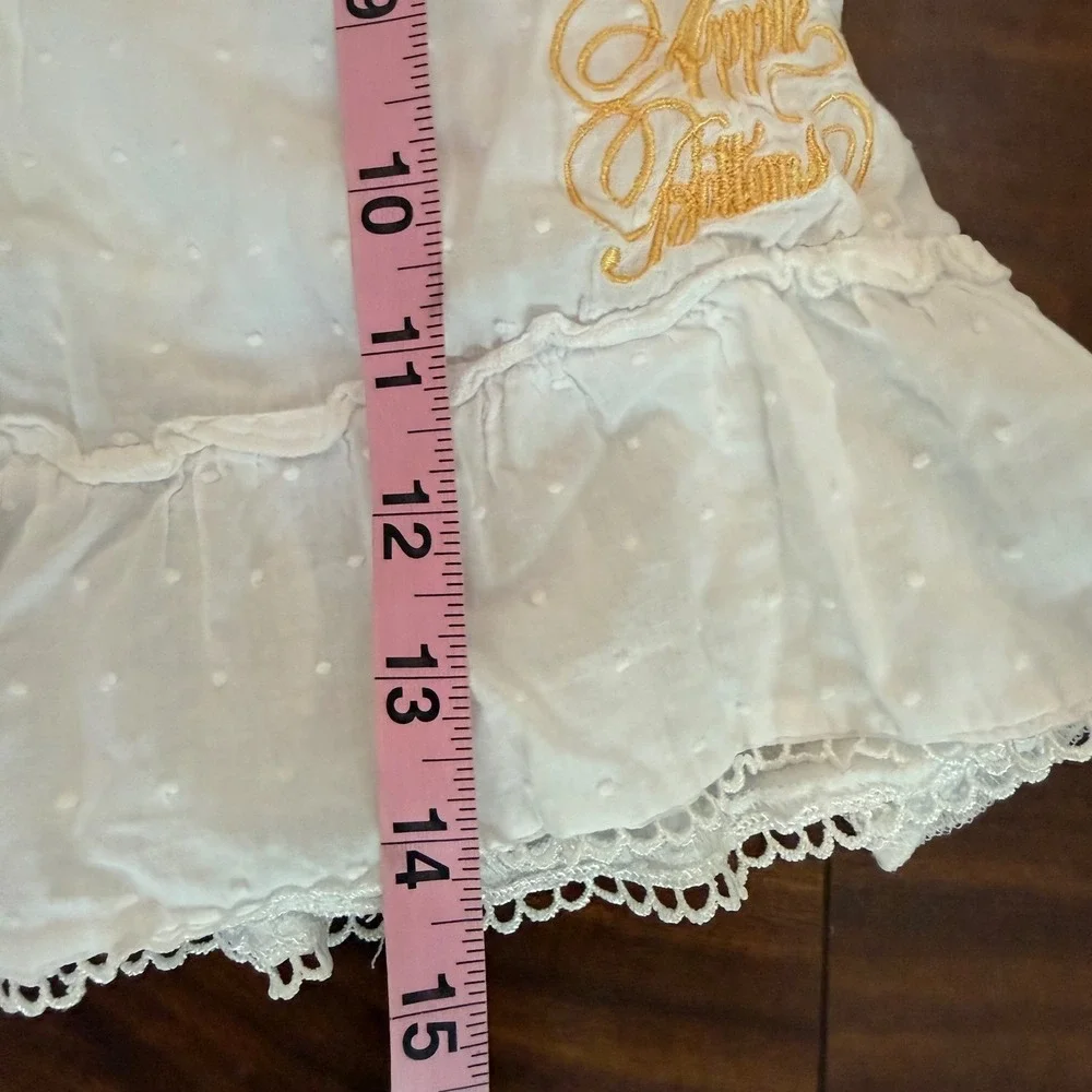 Apple‎ Bottoms Girls White Swiss Dot One Shoulder Ruffle Dress Size 4 Cotton Y2K